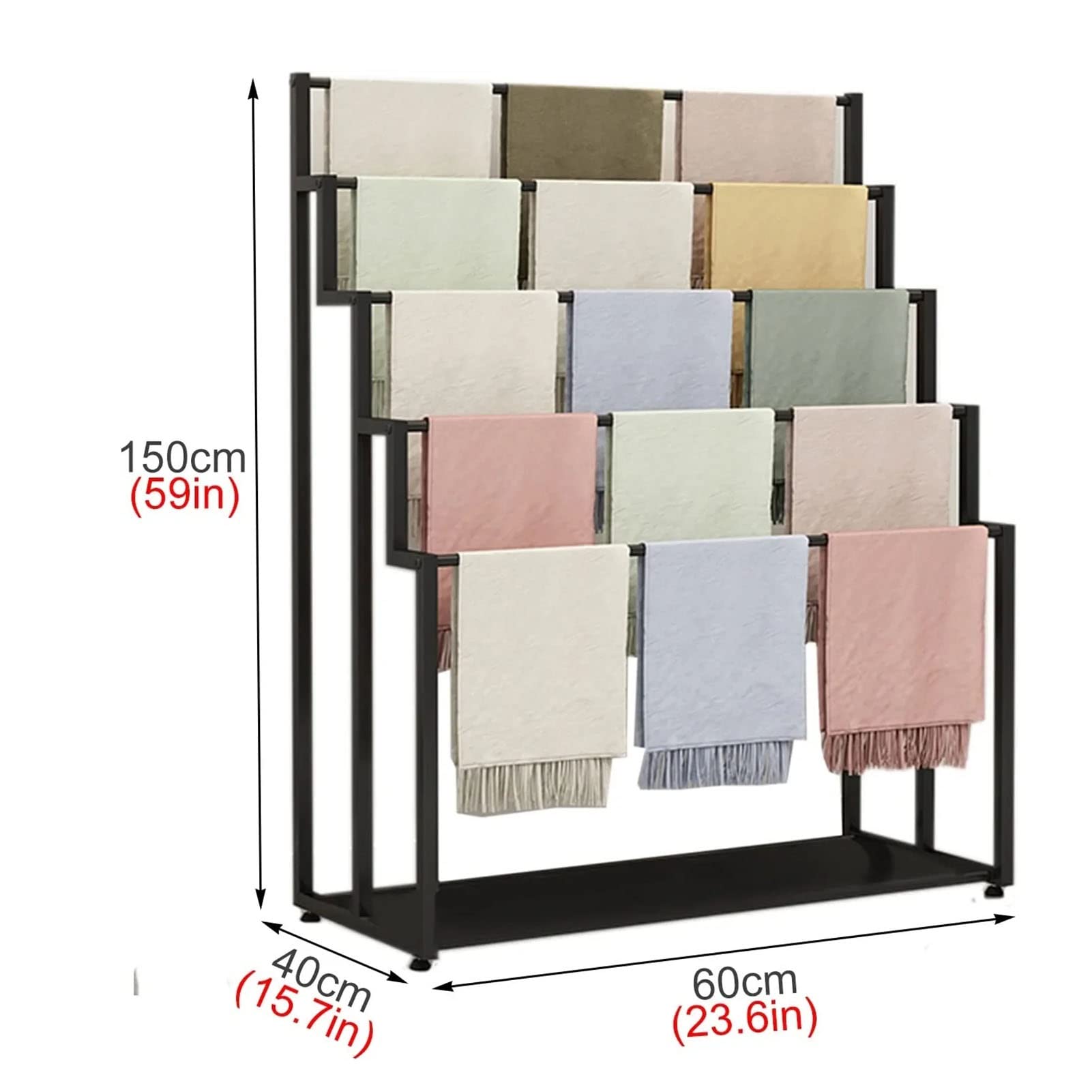 Perchero Grande con Ruedas para Bufandas, 150 Cm De Alto, De Metal, Organizador Multiusos para Bufandas, Chales, Cinturones, Corbatas, Pantalones Y Ropa,Black-Length 100cm/39.4in