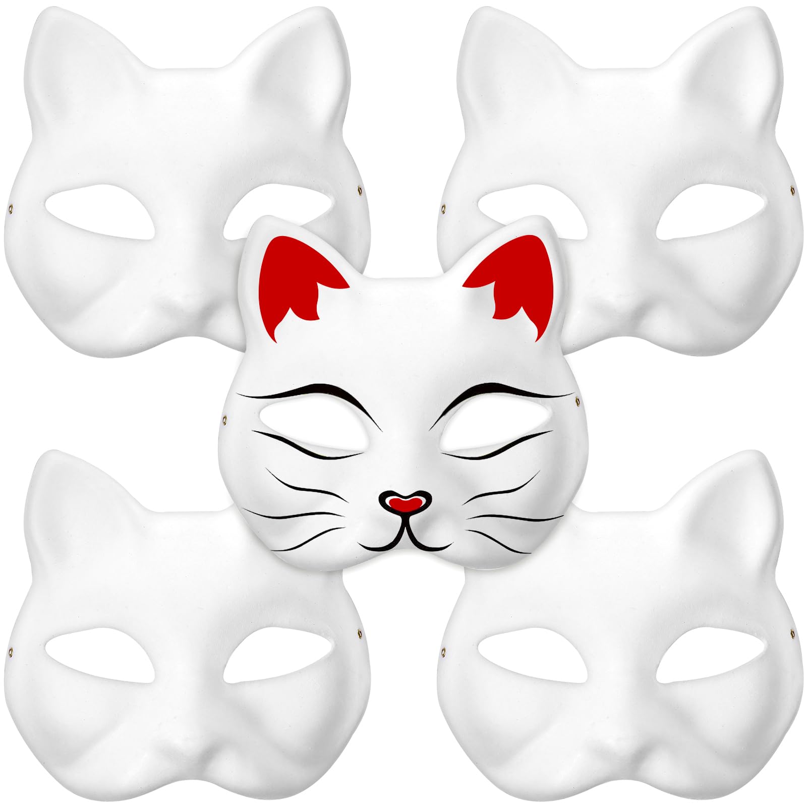 Masque de chat blanc vierge plusieurs styles en papier rigide pour loisirs créatifs - 2