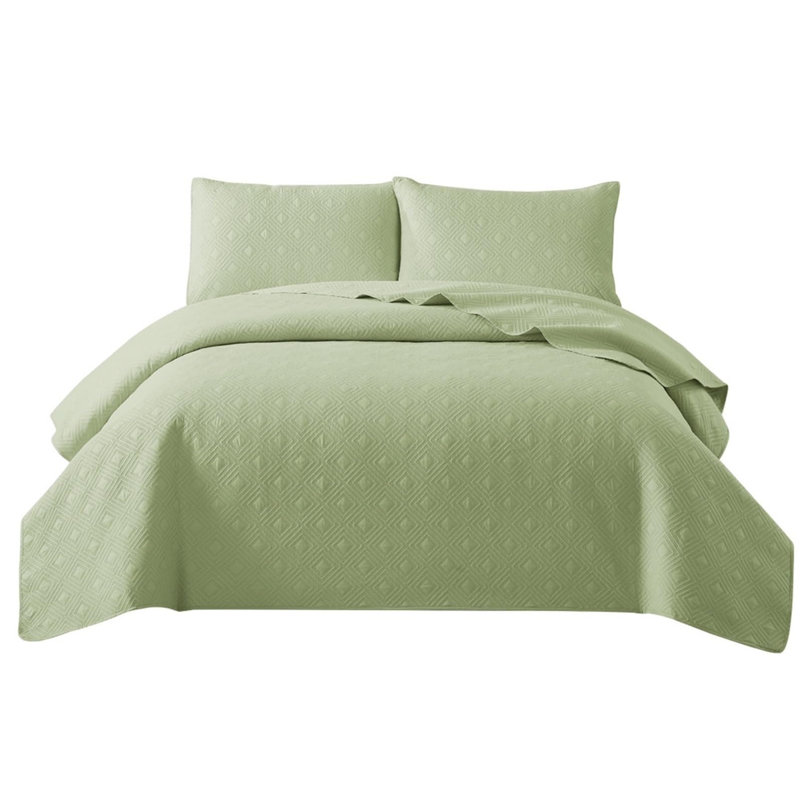 Parure de lit 3 pièces vert moderne | Couvre-lit doux toutes saisons