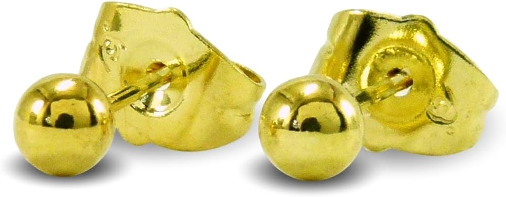 Blue Diamond Club - Small Discrete 9ct Gold Filled Ball Stud Earrings 4mm Girls Womens 9K,BE4002