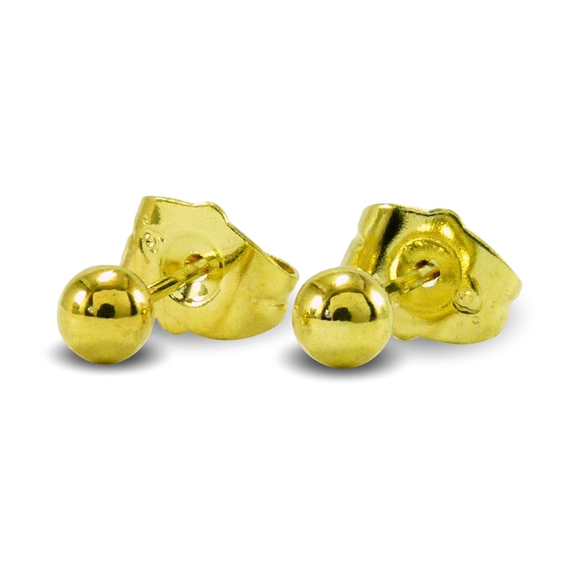 Blue Diamond Club - Small Discrete 9ct Gold Filled Ball Stud Earrings 4mm Girls Womens 9K,BE4002