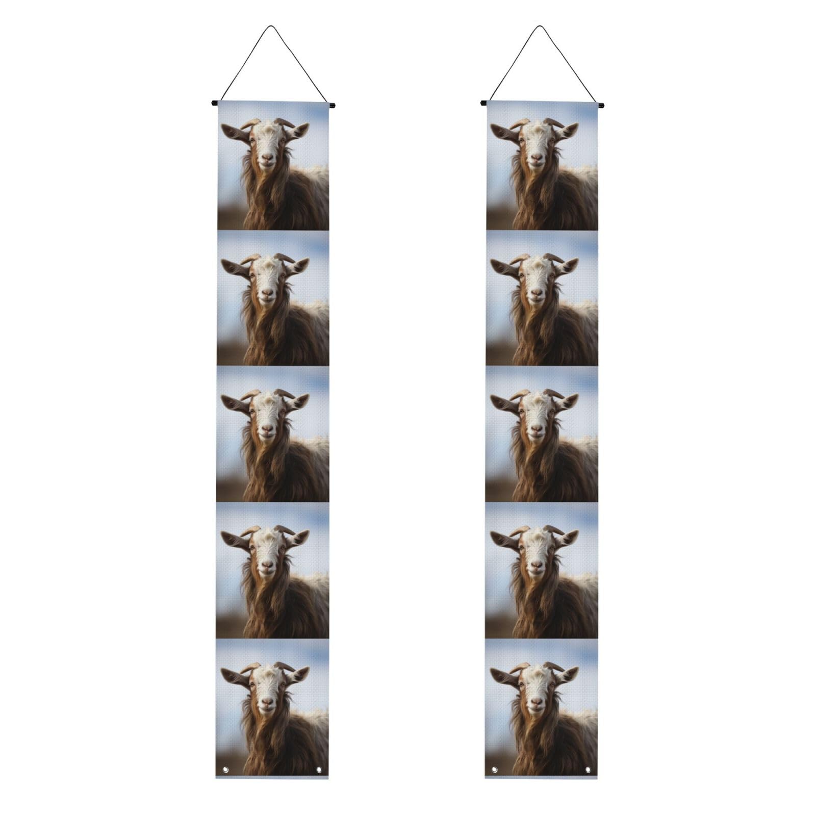 Animal Goat Porch Banner 2PCS, Summer Hanging Flag Party Porch Sign Front Door Hanging Decorations for Indoor Outdoor Holiday Yard Decor Wall Backdrop 71 x 12 Inch