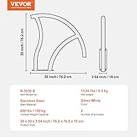 Vista 7 de VEVOR Pasamanos para Piscina, 2 PCS Barandilla de 30x30 pulgadas, Acero Inoxidable con Placa Base para Interiores/Exteriores, Barandilla