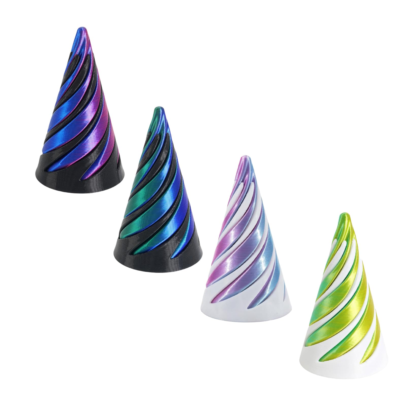 4PCS Spiral Cone Fidget Toy, 3D Spiral Fidget Toy, Pyramid FidgetToy, 3D Printed SpiralCone FidgetToy, Desktop Decor Souvenir Gift for Office,School,Home Use - Anxiety Relief & Focus Enhancement Tool