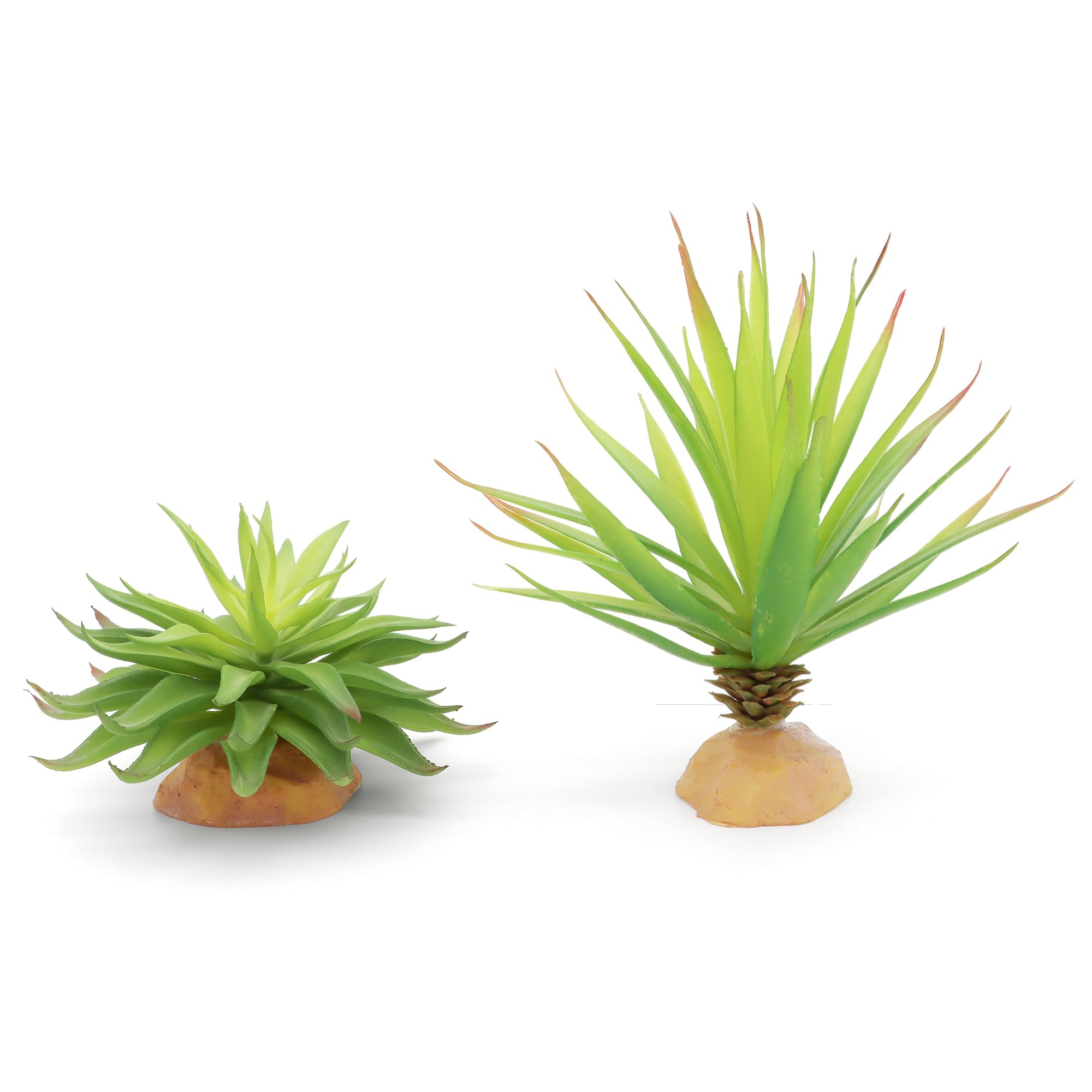 JIHAQUA Reptile Terrarium Decor 2-Piece Realistic Succulent Set,Lifelike Plastic Plants for Geckos, Bearded Dragons,Snakes,Turtles,Lizards,Insects