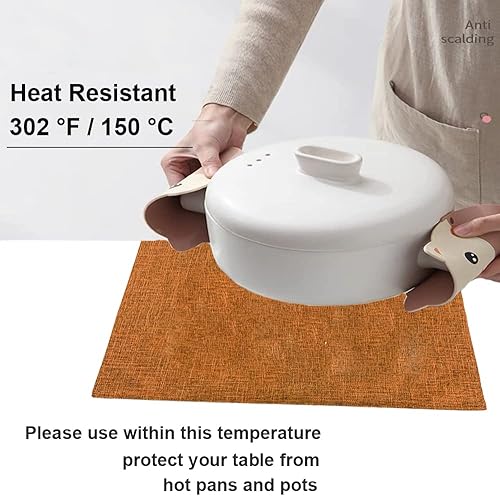 Miniatura 9 de Weabetfu Juego de 4 manteles individuales de tela resistentes al calor, manteles individuales de algodón y lino, lavables a máquina, manteles