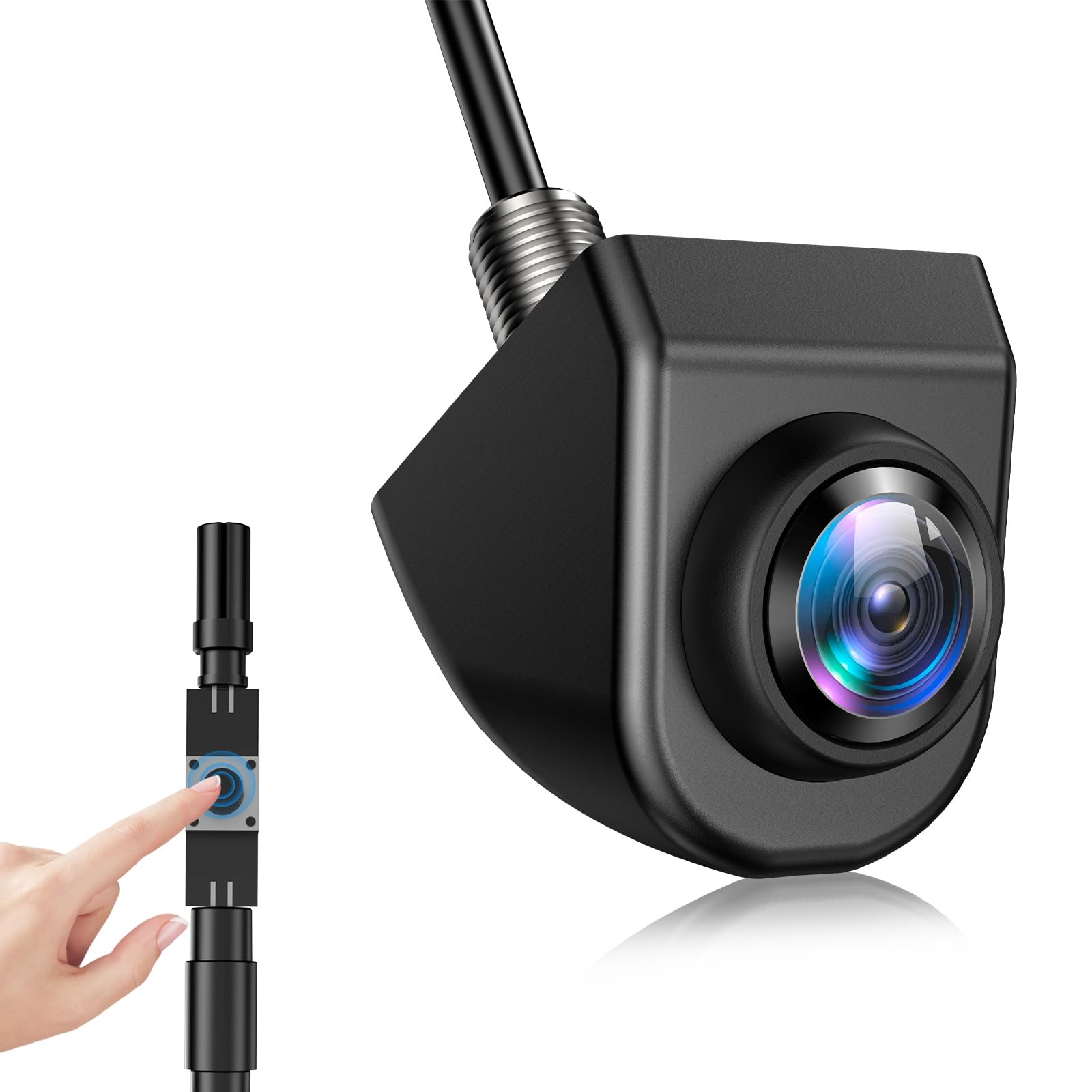 AUTO-VOX Cámara de Visión Trasera: Cambio de un Toque Entre Seis Sistemas, Gran Angular de 180°, Sin Efecto Ojo de Pez, Certificación OEM, Image 1080P, Impermeable IP69K Para Sedanes, SUV y Camionetas