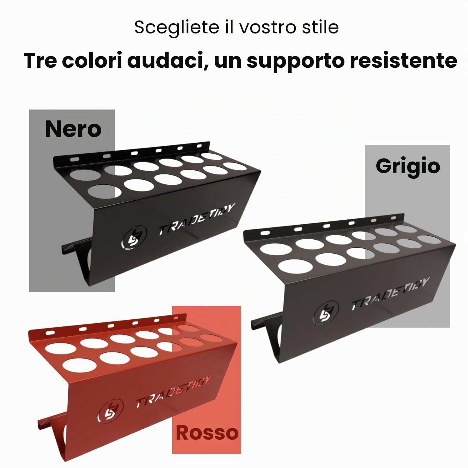 TradeTidy - Supporto per tubo sigillante in silicone, 12 tubi, in acciaio, 396 mm, colore: nero