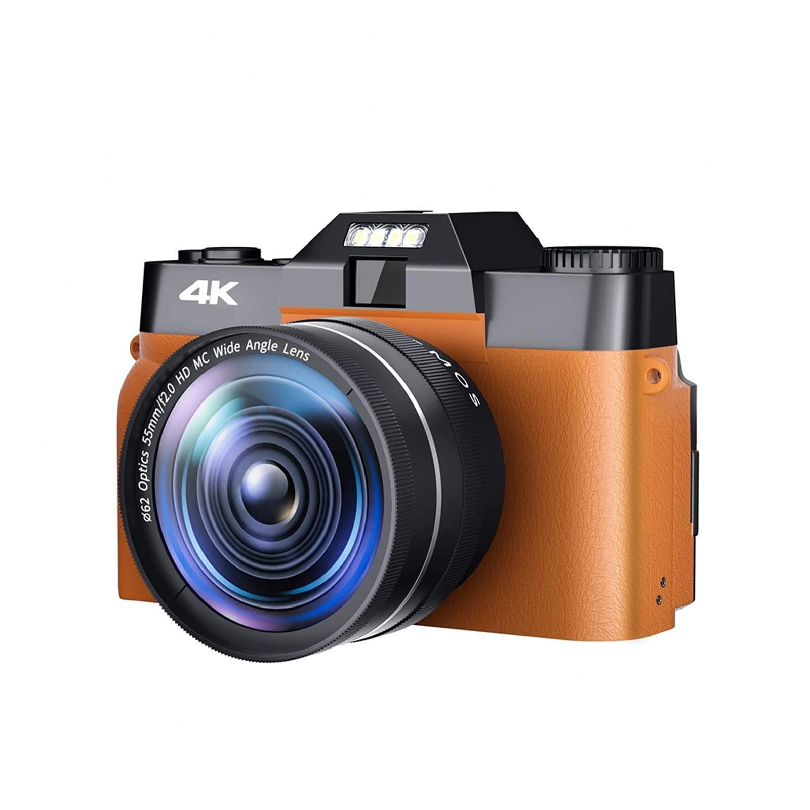 CVFRDD Wide Angle Lens 48MP Digital Camera Photography Vlog Camcorder For Live Streaming Webcam 4K 16X Digital Zoom Selfie(Standard,CDR10 Orange-Lens)