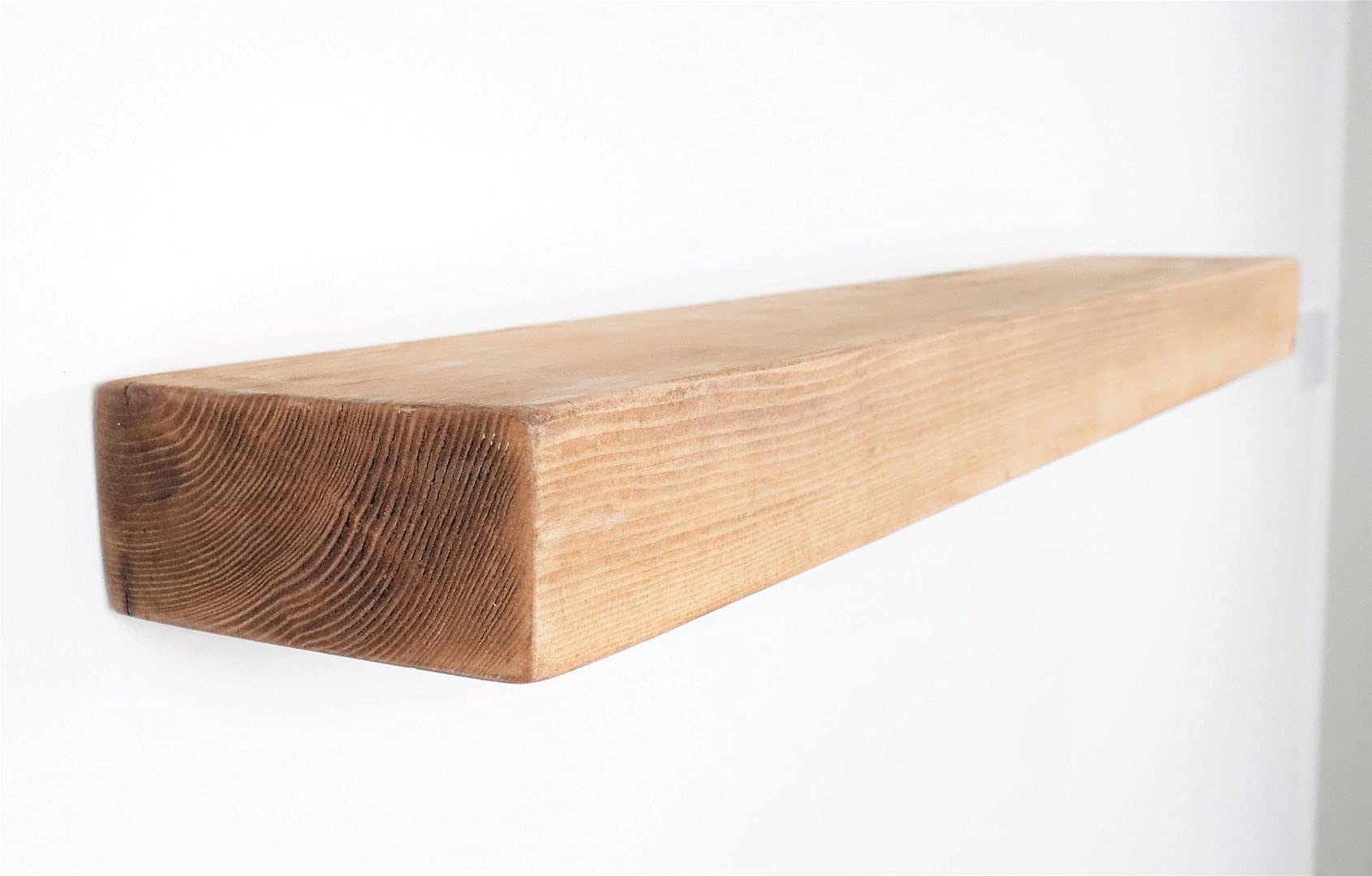 Flat Chunky Rustic Floating Shelf 6x3 inches, 180cm long - Natural Oak Finish Reclaimed Wood Floating Shelves for Wall Decor, Rustic Wooden Shelves for Bedroom, Living Room, Kitchen, or Bathroom