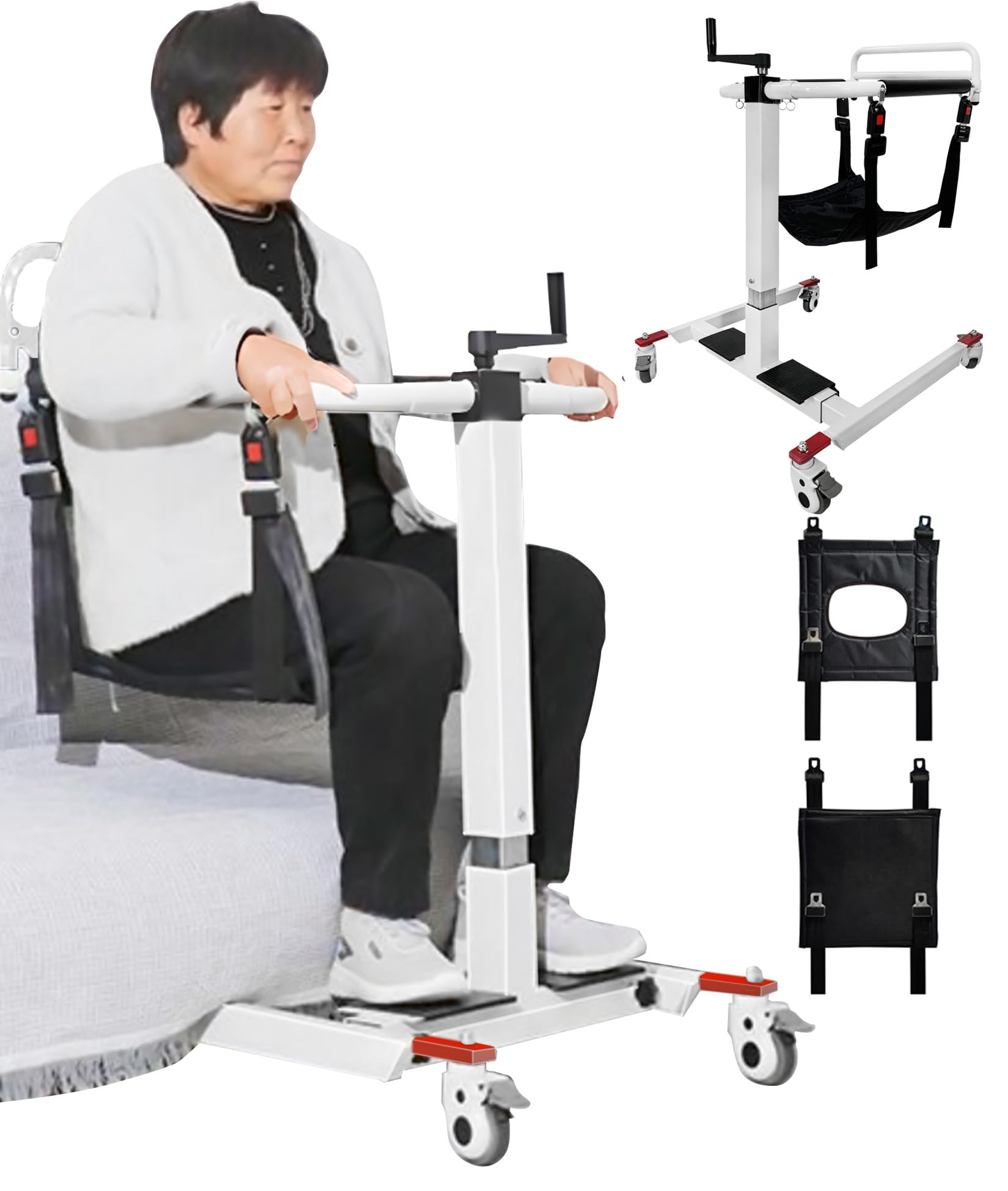 Silla de Transferencia con Grúa Portátil, Elevador de Pacientes Ligero para Hogar, Silla de Ruedas para traslado de Pacientes, Silla de Ducha para Ancianos, Elevador de Pacientes