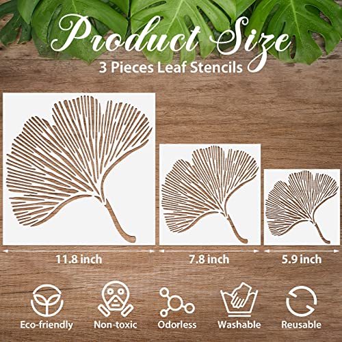 3 Pieces Large Leaf Stencil For Painting Leaves Wall Stencil Templates For Furniture Canvas Home Decor Crafts Botanical Leaves Reusable Mylar Stencils，3 Sizes (Leaves 2) #TOP1