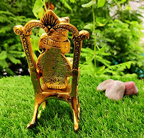 Estatua de Ganesha con Silla en Acabado Dorado miniatura 4