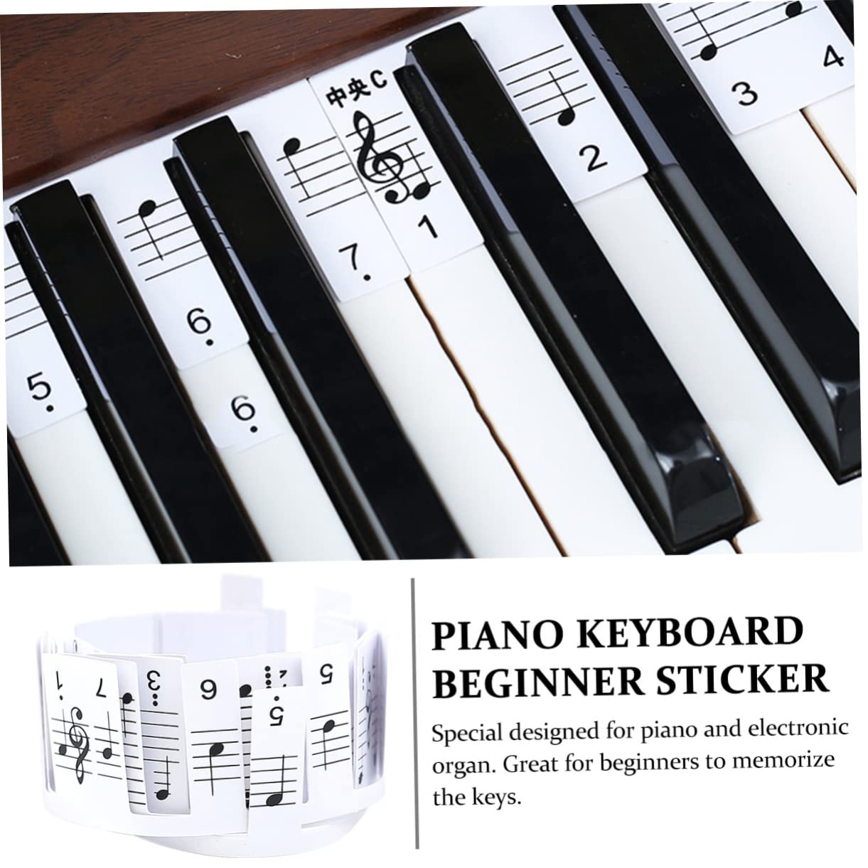 QUMIIRITY 1Set Piano Keyboard Note Strip Non Stick Piano Key Labels for Beginners Removable Piano Stickers and Easy to Read Chart for Key Electronic Organs