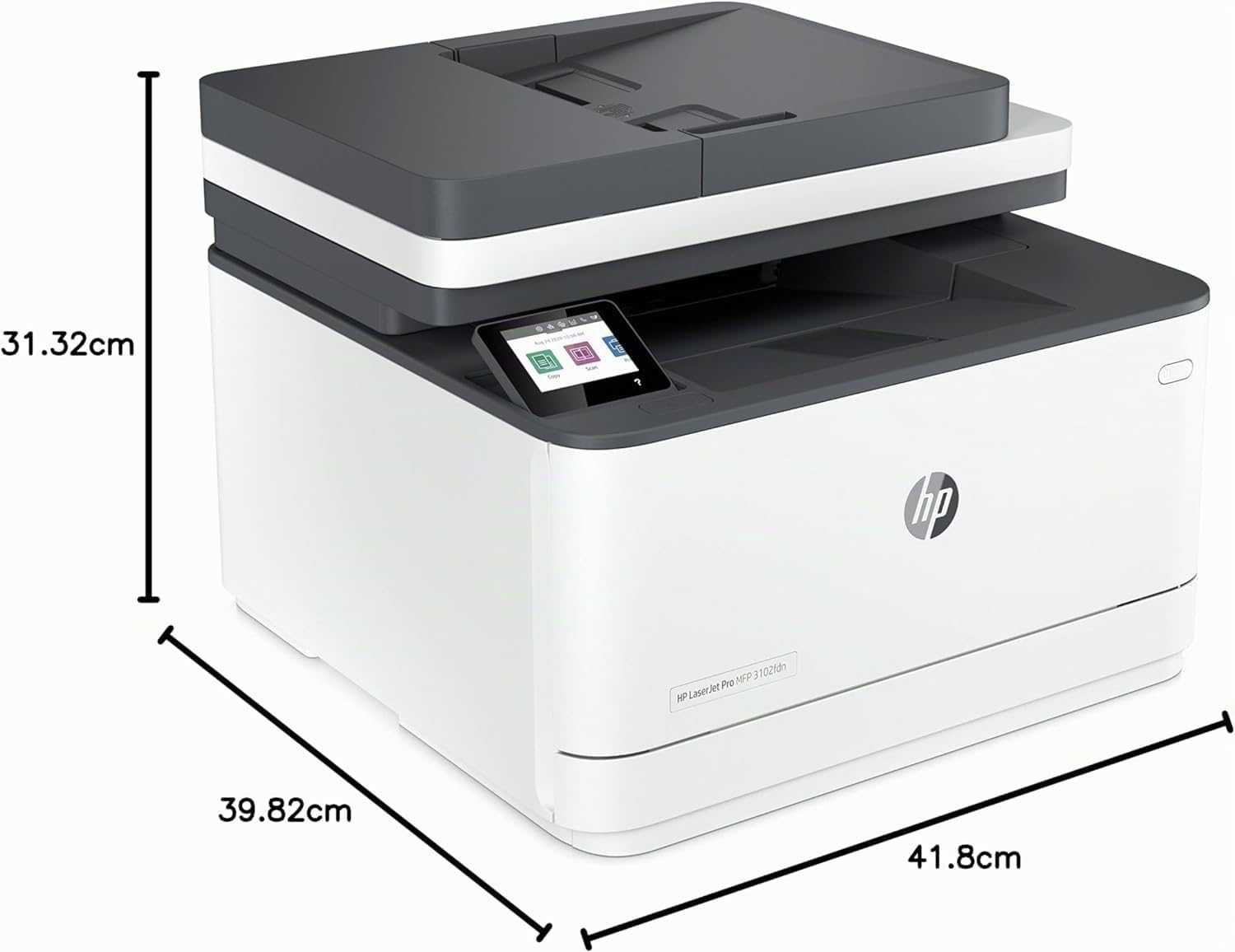 HP LaserJet Pro 3102fdn, 3G629F, Imprimante Multifonction A4, Impression Recto Verso Automatique, Imprime Uniquement en Noir et Blanc, 33 ppm, USB, USB Host, Fax, Ethernet, Smart, Blanche