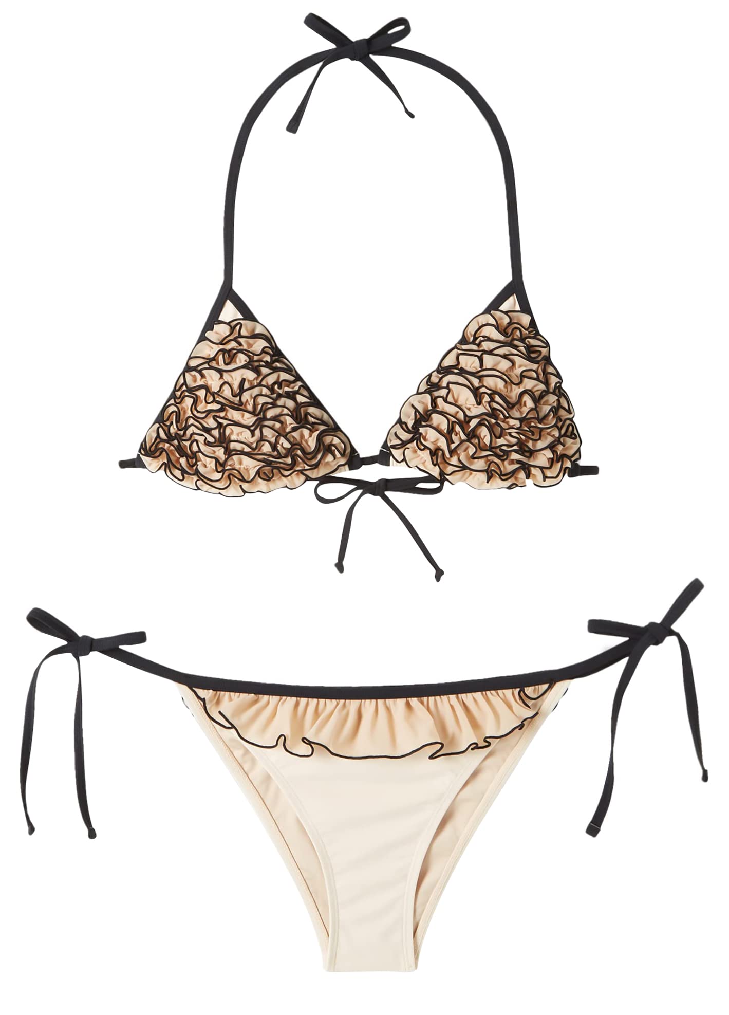 RELLECIGAWomen's Ruffle Triangle Bikini Swimsuit String Halter Two Piece Bathing Suits