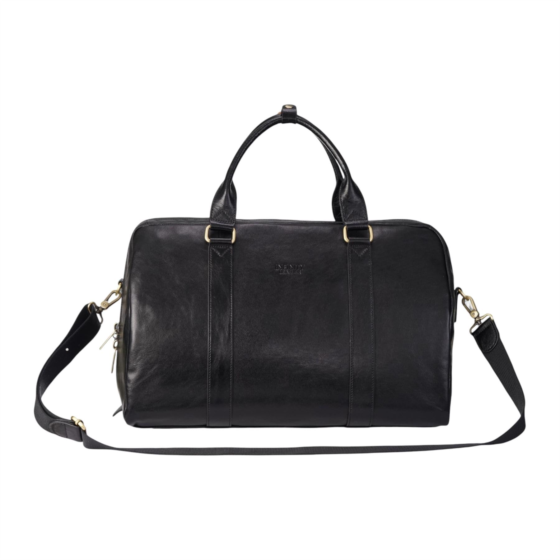 Genuine Leather Duffle Bag Vintage Weekender Travel Bag - Black 45 x 28 x 22.5 cm
