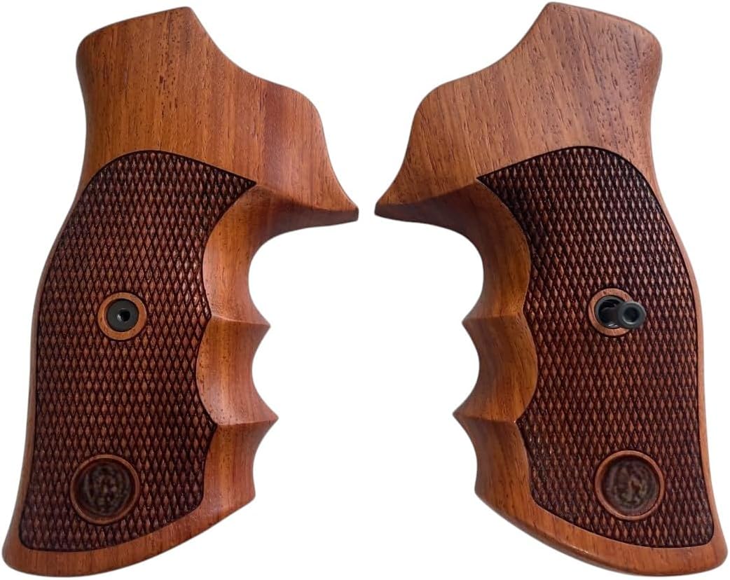 New! Grips Compatible with Ruger GP 100, Super Redhawk, Checker Carving Sharp End Hardwood, Handmade