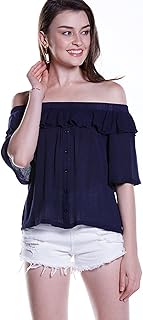 YALI - Camiseta de manga de color puro, color azul profundo, L