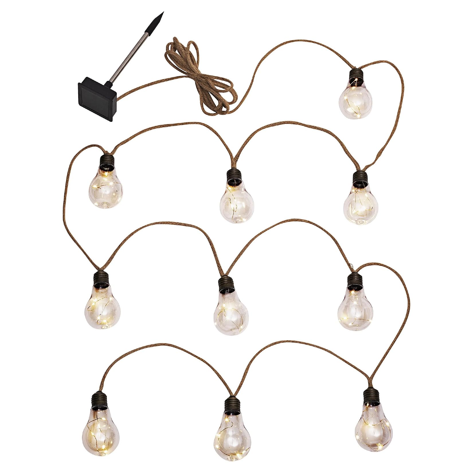 Photo 1 of elfonsol Vintage Solar String Lights - 10Ft Hemp Rope with 10 Amber LED Bulbs, Waterproof Shatterproof Outdoor Lights for Patio, Garden, Wedding & Party Decor (Warm White)