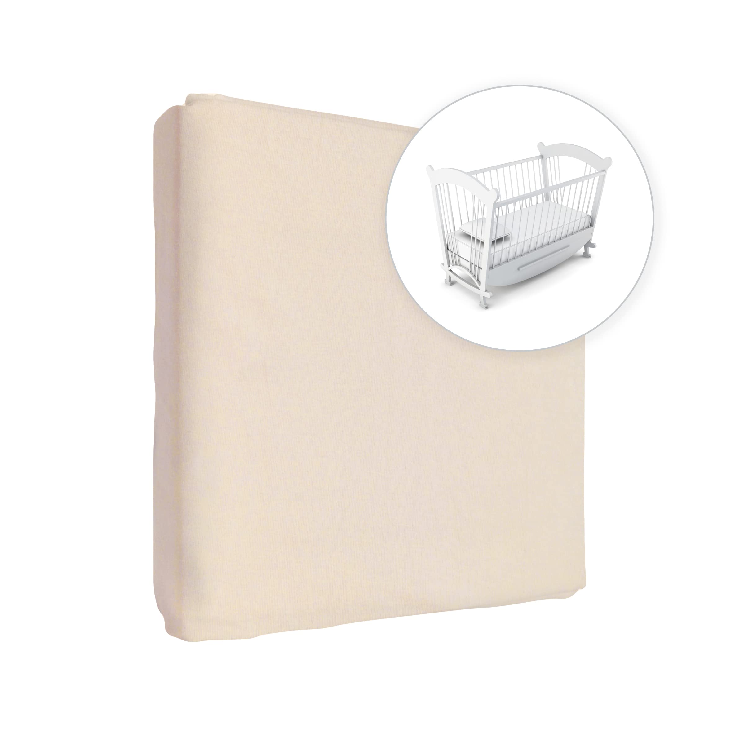 Jersey 100% Cotton Fitted Sheet for 90 x 55 cm Baby Bedside Crib Mattress (Cream) — view 50
