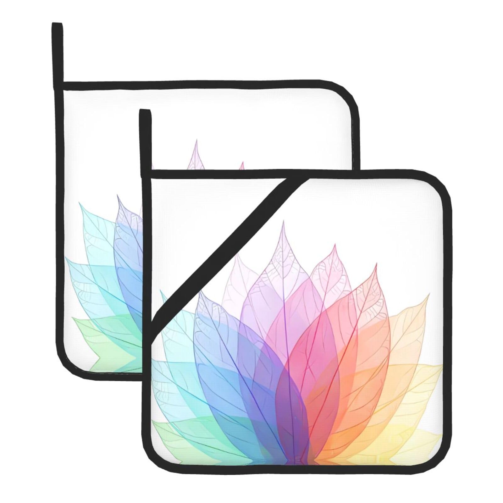 HJFCZH Abstract Spring Leave Prints Square Hot Pads for Kitchen Counter - Waterproof Pot Holders, Durable Heat Resistant Throw Layers for Serving, Oven & BBQ - 2 Pack