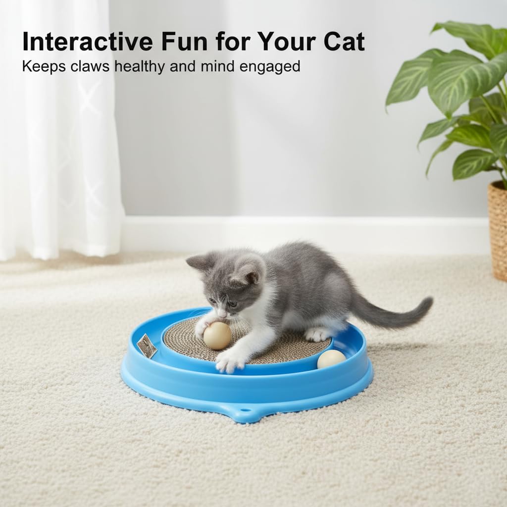 AUOON Juguete rascador para gatos, juguete para gatos, almohadilla para rascar, juguete para rascar, almohadilla de poste de entrenamiento interactivo, juguete de ratón con pelota (batido de leche)