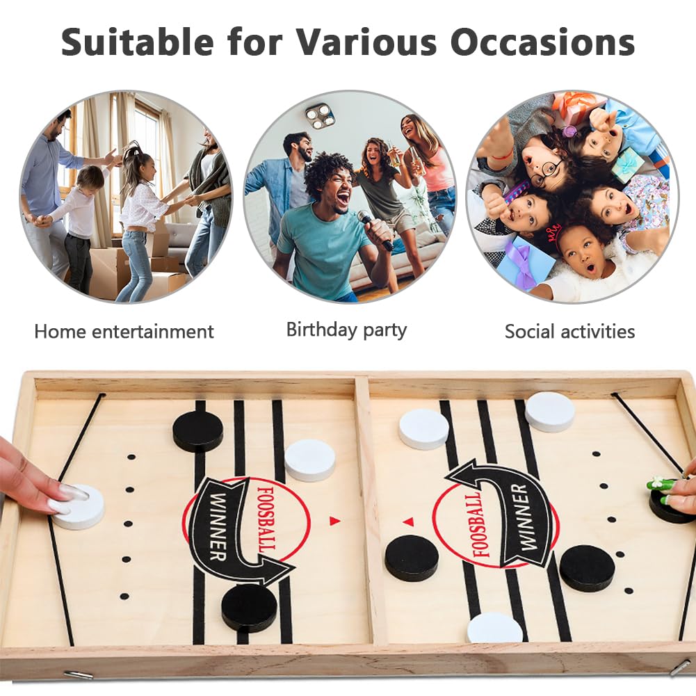 Juego de Mesa de Hockey, Fast Sling Puck Juego Hockey de Madera Niño Juegos de Mesa Portátiles Reuniones Familiares Juego de Mesa Para Juego de Familiares Interactivas Entre Padres e Hijos