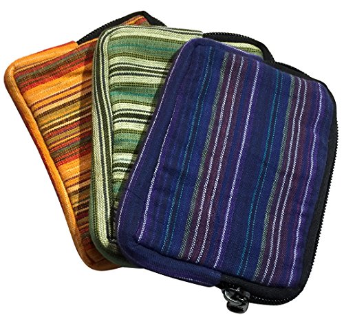 Set of 3 - Zippered Cotton Coin Purse, Wallet, Pouch, Organizer - Handmade in Nepal, Multi-use2