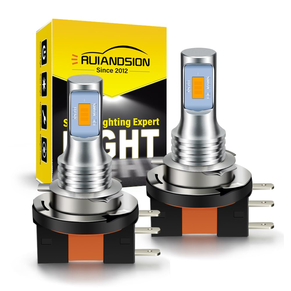 Ruiandsion H15 3570 2SMD LED fendinebbia LED giallo ambra super luminoso per luci di marcia diurna auto DRL, confezione da 2