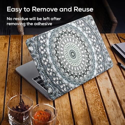 Image of Galaxsia Mandala Design Top+Wrist Pad Vinyl Laptop Skin /Sticker /Cover Upto 15.6 Inches Laptops Laminated-Removable-HD Quality Compatible for Hp-Dell-Sony-Lenovo-Asus etc.(15x10 Inches)