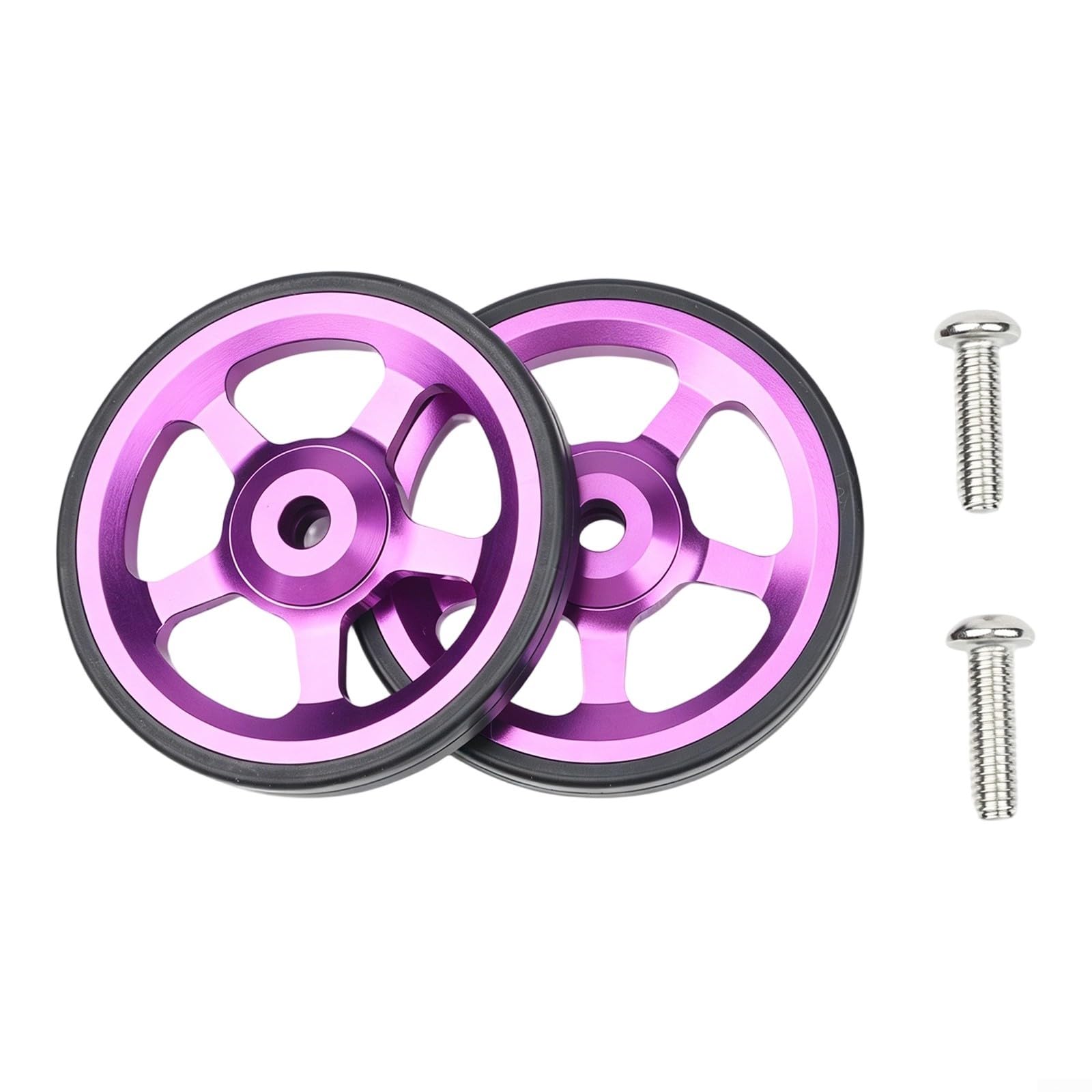 Caswynlife Aluminium Alloy Folding Bike Easy Wheels 60mm, With Built-in Bearings, For Brompton, For 3Sixty Smooth Low Friction Replacement(Purple)