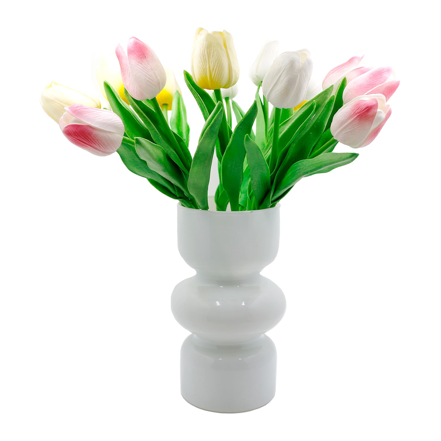 Jarrón geométrico de cristal, moderno hidropónico, tulipán, decoración para casa, oficina, boda (blanco)