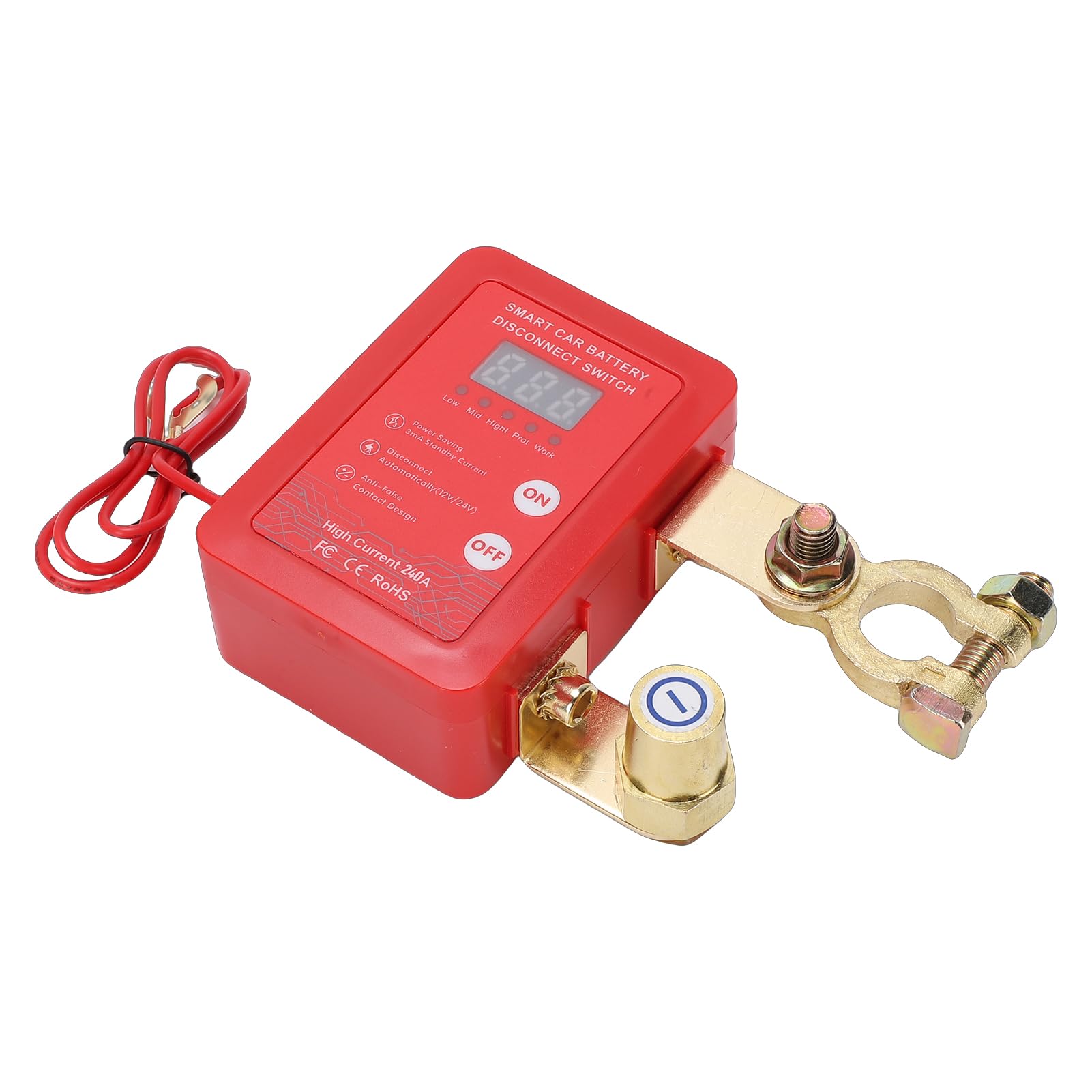 Fabater Coupe-Batterie, Interrupteur de Déconnexion de Batterie à Distance Double Tension 12 V 24 V, Coupe-circuit pour Voiture avec Affichage de Tension LED et Protection Antivol pour Voitures,