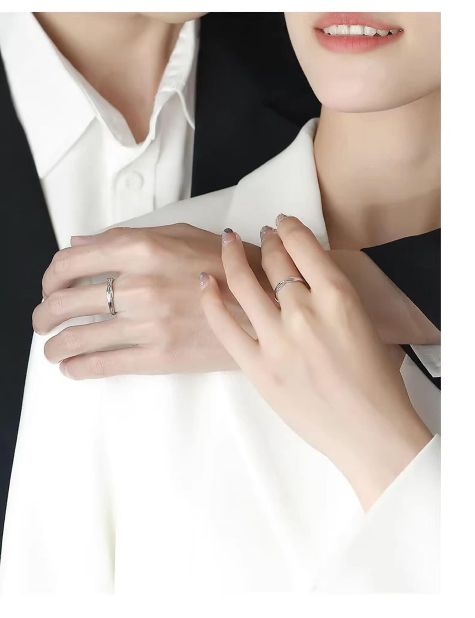 Anillos Ajustables Nombre Grabado Mujer Hombre Plata Ley 925, Entretejer, Anillos de Boda Pareja Plata