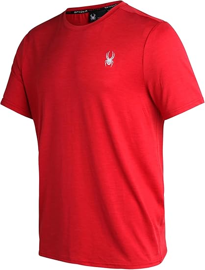 Spyder T-shirt De Sport Pour Homme – T-shirt D'entraînement à Manches Courtes Et Col Rond Pour Homme Avec Impression Heatzone Placement (S-XL), Charbon, Taille S