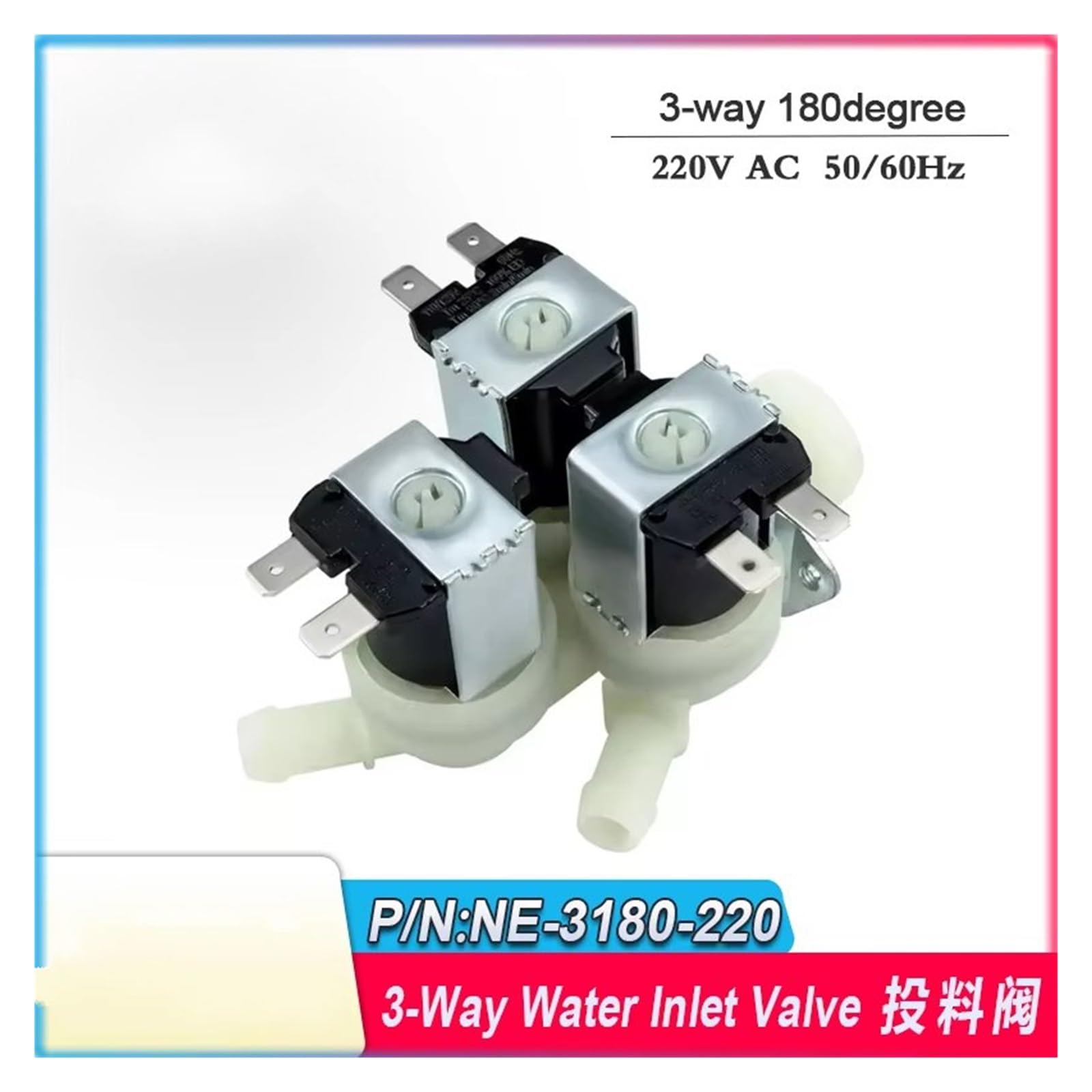 Elettrovalvola Universale 220 V-240 V Lavatrice Lavatrice Parti Di Elettrovalvola Elettrica 3 Vie Ingresso Acqua 4 Pz
