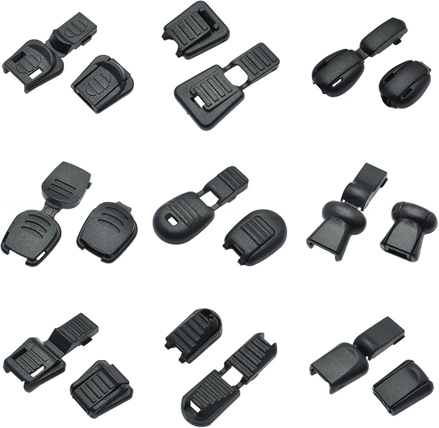Plastic Cord Lock 100pcs/pack Zipper Pull Cord Ends for Paracord & Cord Tether Tip Cord Lock Plastic Black for Drawstring(C019-B1)