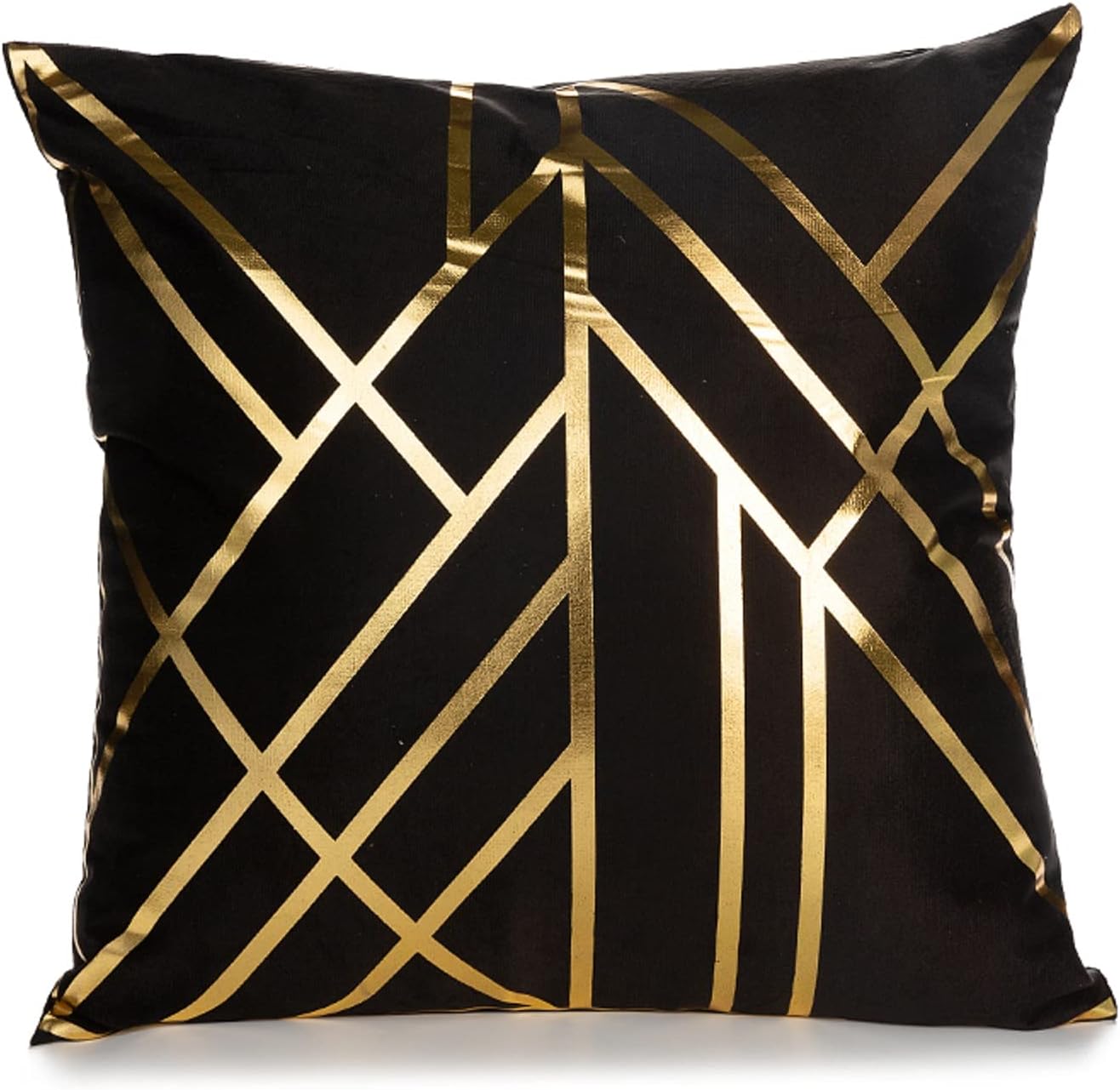 HOSTECCO Black and Gold Throw Pillow Covers Set of 4 Geometric Pillow Cases Square Decorative Cushion Covers for Sofa Couch Outdoor 18x18 inches
