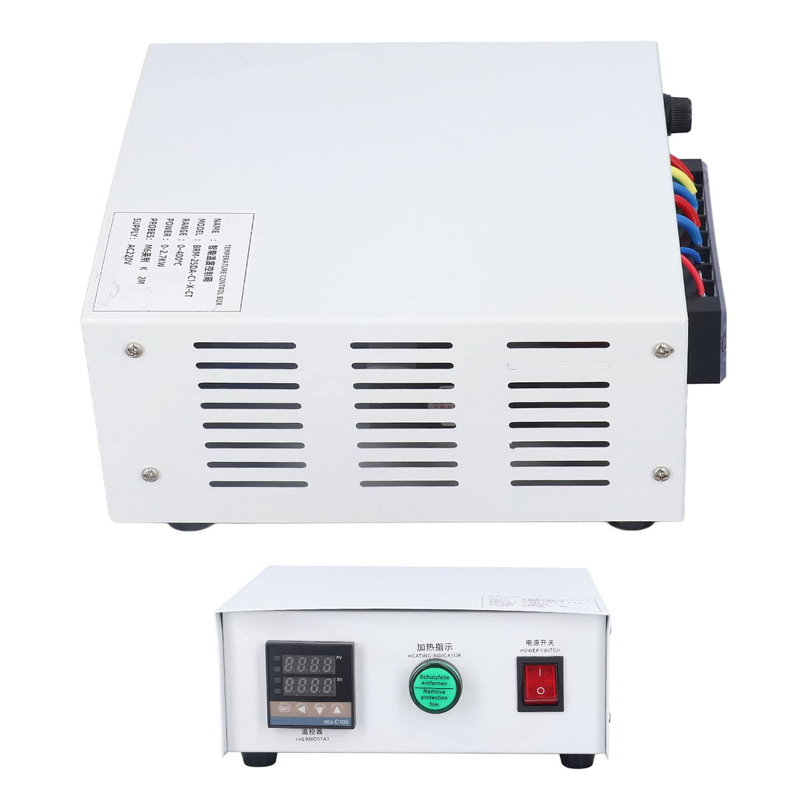 FTVOGUE Caja de Control de Temperatura PID Kit de Controlador de Temperatura Digital de Acero Inoxidable AC220V 32 a 752 Fahrenheit Tipo K Termopar Autoajuste para Hornos Máquinas de Estampado (tío