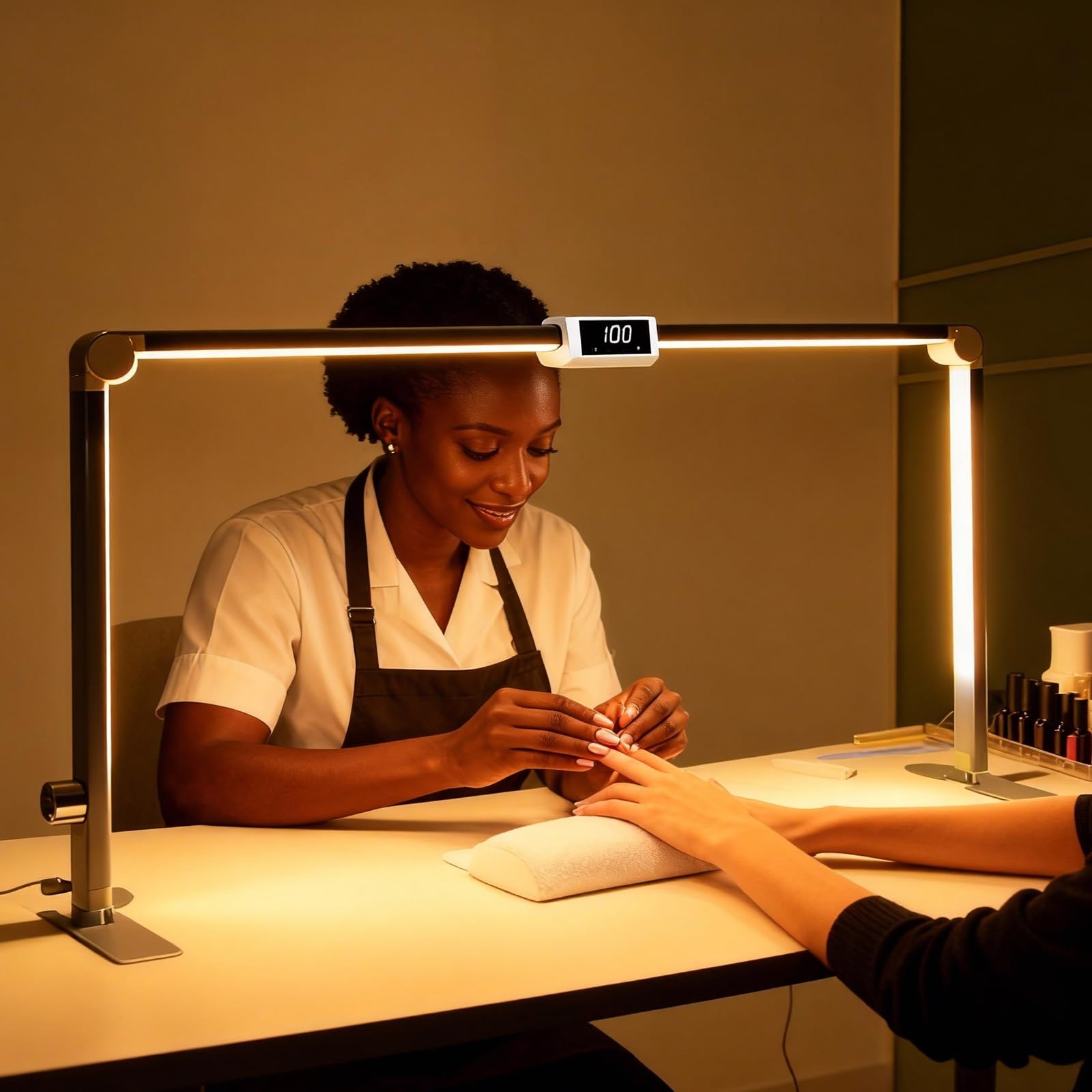 Lampe de Table pour Ongle,Lumière de Bureau Pliable pour Ongles,Lampe Extension de Cils écran Tactile pour Manucure,3 Modes de Couleur & Luminosité Réglable