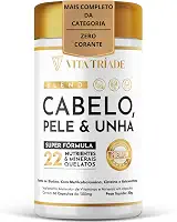 Biotina Vitamina Cabelo e Unha | Fórmula Avançada com 22 Nutrientes, Cisteína, Astaxantina, Vitamina B12 – 60 Cápsulas Vita Tríade