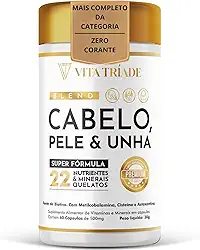 Biotina Vitamina Cabelo e Unha | Fórmula Avançada com 22 Nutrientes, Cisteína, Astaxantina, Vitamina B12 – 60 Cápsulas Vita Tríade