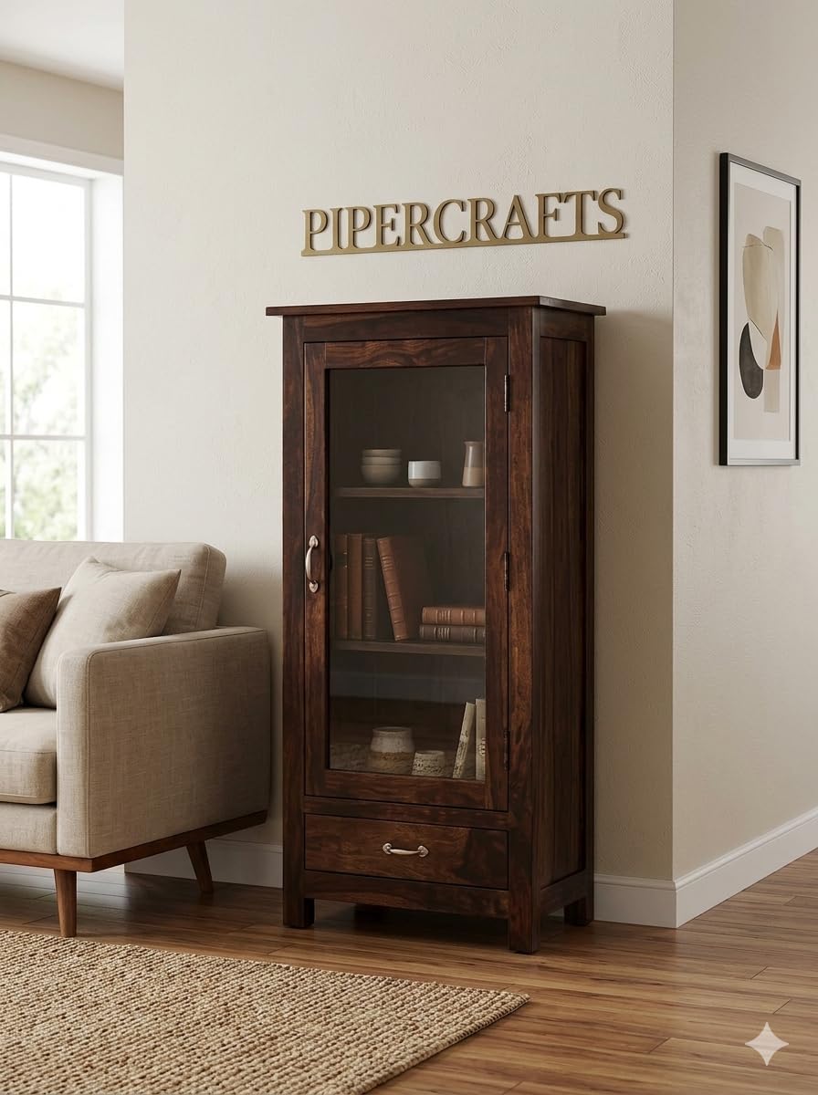 PIPERCRAFTS Book Shelf Wooden Display Shelf and Bookcase Finish Color - Provincial Teak Finish-image-6