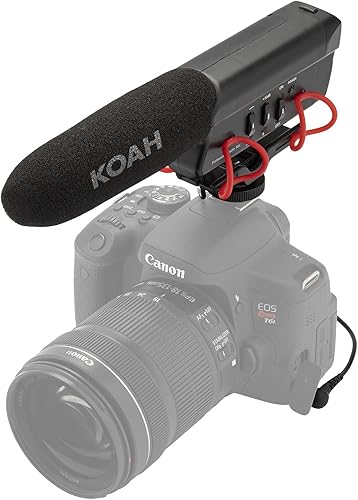 Koah Micrófono de cámara de escopeta  Micrófono profesional en cámara  Condensador súper cardioide para audio claro en vivo  Compatible con cámaras