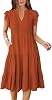 Vestido midi de verano para mujer ANRABESS, manga con volantes, escote en V 1