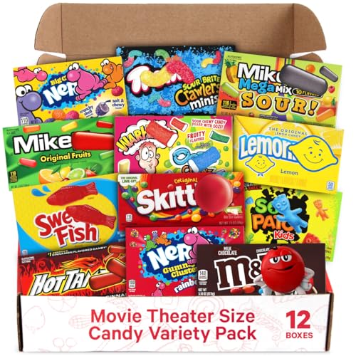 Movie Theater Candy Variety Pack - Easter Candy Box of Milk Chocolate Hard Candy Gummies and More 12 Count