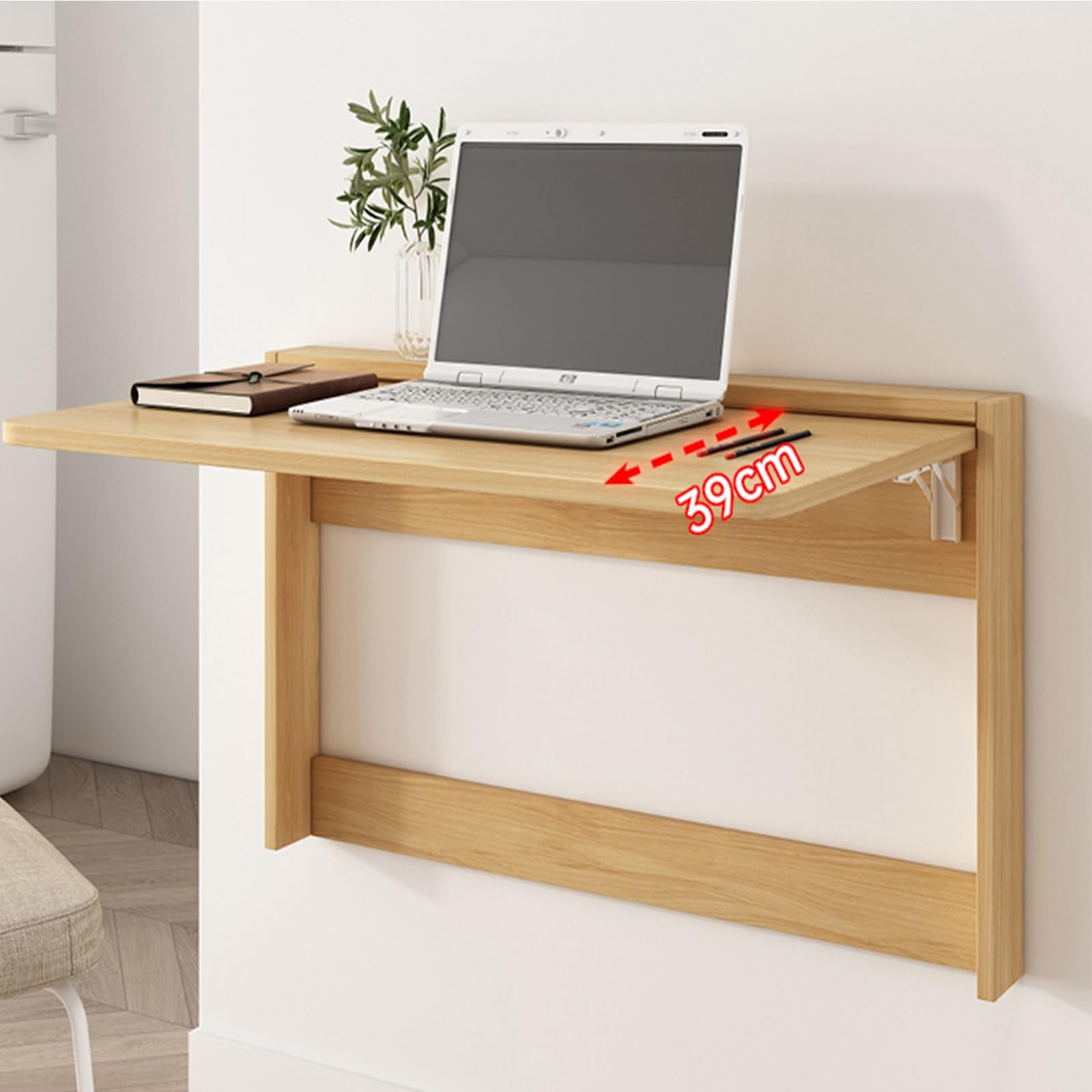 Table flottante à fixation murale, design de feuilles tombantes, support robuste, bureau en bois robuste pour cuisine ou buanderie, petite table multifonction peu encombrante