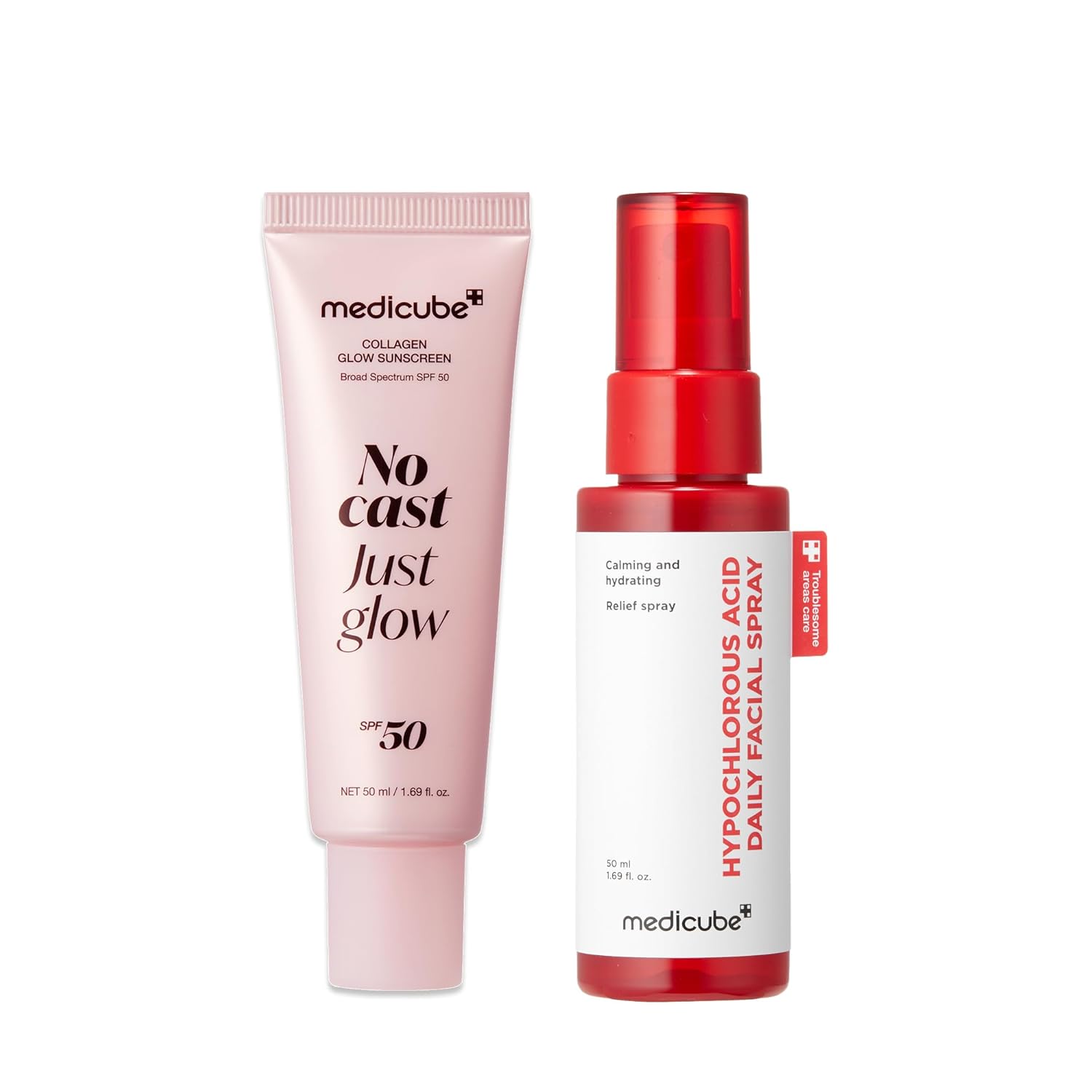 medicube Sun Care On-The-Go Duo: Collagen Glow Sunscreen and Mini Power Soothing Spray for Daily Sun Care and Hydration | Travel Essentials, Giftable Skincare Set