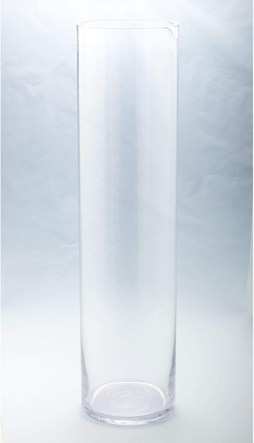 31.5" Clear Solid Glass Cylindrical Flower Vase